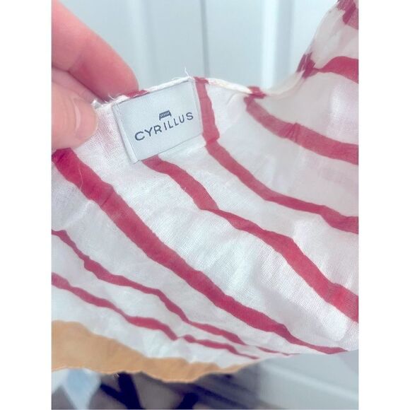 CYRILLUS red and white striped scarf - Picture 5 of 6